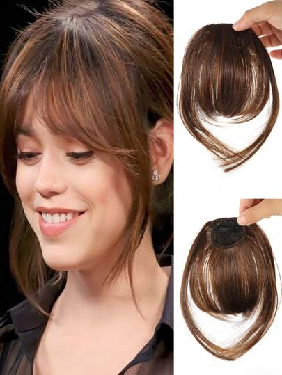 Flequillo postizo con clip, extensiones de cabello con flequillo. Color negro, rubio, marrón. Flequillo postizo con sienes para mujer, flequillo curvado para uso diario