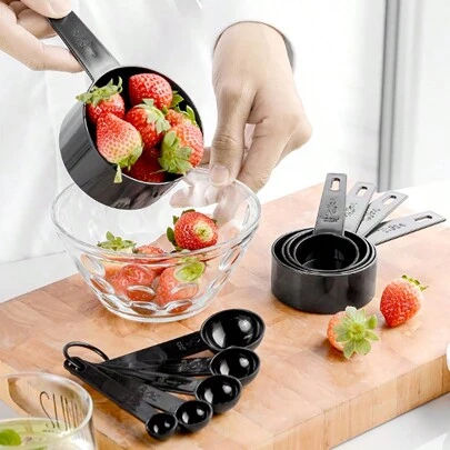 5/10PCS PP量杯带刻度量匙套装，食品咖啡杯量杯调味面粉勺，烘焙量匙厨房称重和测量工具厨房配件