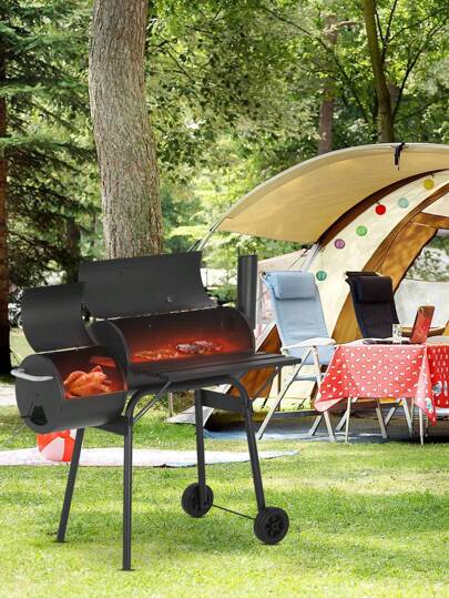 Charcoal Grills Outdoor Barbecue Grill Offset Smoker Portable BBQ Grill With Wheels For Backyard Camping Picnics