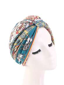1pc New Women Floral Print Turban Hat Cancer Cap Islamic Hair Loss Hat Head Scarf Satin Liner Inner Cap Arab Valentine's Day Valentines - Turban Hat - View 15