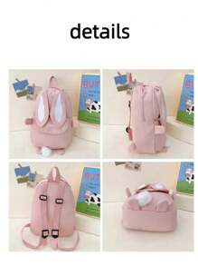 Customizable Name Embroidery Craftsmanship Personalized Children's Backpack New Fashionable And Casual Girls' Kindergarten Travel Small Backpack Cartoon Cute Little Rabbit Backpackback To School Winter Gift Ideas - Multicolor - View 6