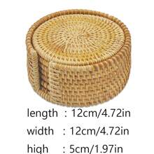 Rattan Coasters, Coasters, Tea Mats, Tableware Mats, Bowl Mats, Plate Mats, Anti-Scalding Mats, Coaster Sets, Heat-Resistant Bamboo Rattan Material, Hand-Woven, Suitable For Tea Cups And Coffee Cups As Well As Tableware Tea Sets, Used To Protect Desktop Dining Table Insulation, Very Suitable For Home Decoration And Holiday Gifts - Multicolor - View 15