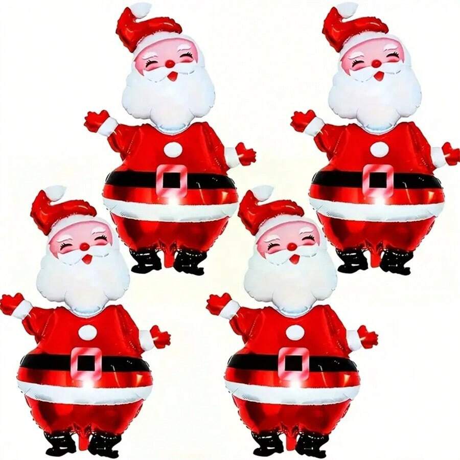 1 件/2 件/3 件/4 件圣诞老人铝箔气球，圣诞派对装饰用品，圣诞节 - 紅色 - 查看 1