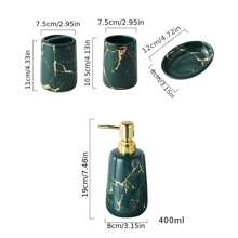 1 Pc 400ml Marble Textured Refillable Push-Touch Liquid Soap Dispenser Made Of Ceramic For Facial Cleanser, Hand Soap, Shower Gel, Shampoo, Restaurant Cleaner - Suitable For Hotel, Kitchen, Bathroom, Home Decor Accessories Kitchen Items Kitchen Accessories Kitchen Tools - Multicolor - View 11