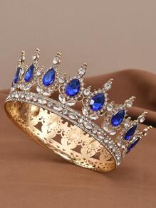 1pc Bride Crown Tiara, Wedding Crown Alloy Crystal Headpiece, Birthday Party Christmas Carnival Decoration Hair Accessory - Round Crown HG384 - View 13