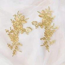 2 cái/bộ viền ren Venise thêu hoa cổ điển, vật liệu thủ công DIY cho mũ đội đầu cô dâu, phụ kiện may váy cưới - Nhiều màu - Xem 13