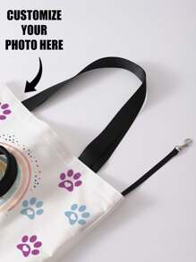 1 件定制宠物手提包，可定制您的独特设计（照片、名字、插图），适用于猫和狗，手持和肩带，非常适合户外旅行和散步