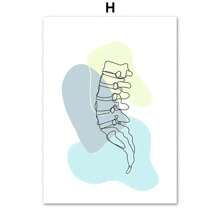 1 pieza Póster de arte de pared de pintura en lienzo de anatomía de huesos humanos esternón, columna vertebral, corazón, cerebro sin marco para decoración de sala de clínica o consultorio médico - Multicolor - Ver 24