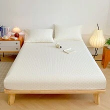 Set de 2 piezas de funda de colchón y funda de almohada con grado antibacteriano 5A. Textura de gofre de jacquard, diseño sencillo, tejido en color, tacto suave, transpirable, garantiza un sueño de calidad, envoltura de 360 grados, antideslizante