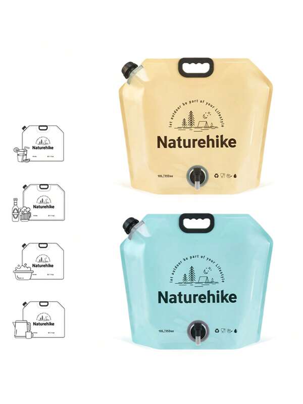 Naturehike 1pc 10L Outdoor Water Bag, Large Capacity Camping Hiking Portable Washing And Drinking Dual-Use, With Built-In Faucet, Material, Odorless, Shockproof And Crush-Proof, Safe Usage Temperature 0-60°C