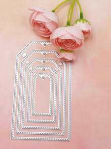1pc Asymmetrical Card Shape Metal Cutting Dies, Embossing Template For Envelope Frame, For DIY Crafts And Papercrafts, Gift Tags And Cards - Silver - View 5