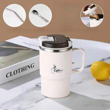 Stainless Steel Insulated Coffee Mug 19.3 Oz With Lid And Spoon - Reusable, Multipurpose Thermal Cup For Office, Travel, And Sports - Tea Infuser Included - Hand Wash Only - Ideal Gift For Halloween, Christmas Water Bottle Back To School