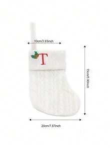 1 pièce Bas de Noël tricoté avec lettres, rouge, blanc et vert 3 couleurs, comprend 26 lettres anglaises. Peut être utilisé comme décoration de fête à la maison, ornement à accrocher au sapin de Noël ou au chevet, petit cadeau pour fête des fêtes, décoration d'Halloween - Multicolore - Voir 81