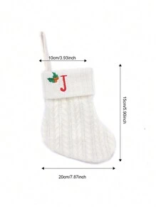 1 pièce Bas de Noël tricoté avec lettres, rouge, blanc et vert 3 couleurs, comprend 26 lettres anglaises. Peut être utilisé comme décoration de fête à la maison, ornement à accrocher au sapin de Noël ou au chevet, petit cadeau pour fête des fêtes, décoration d'Halloween - Multicolore - Voir 72
