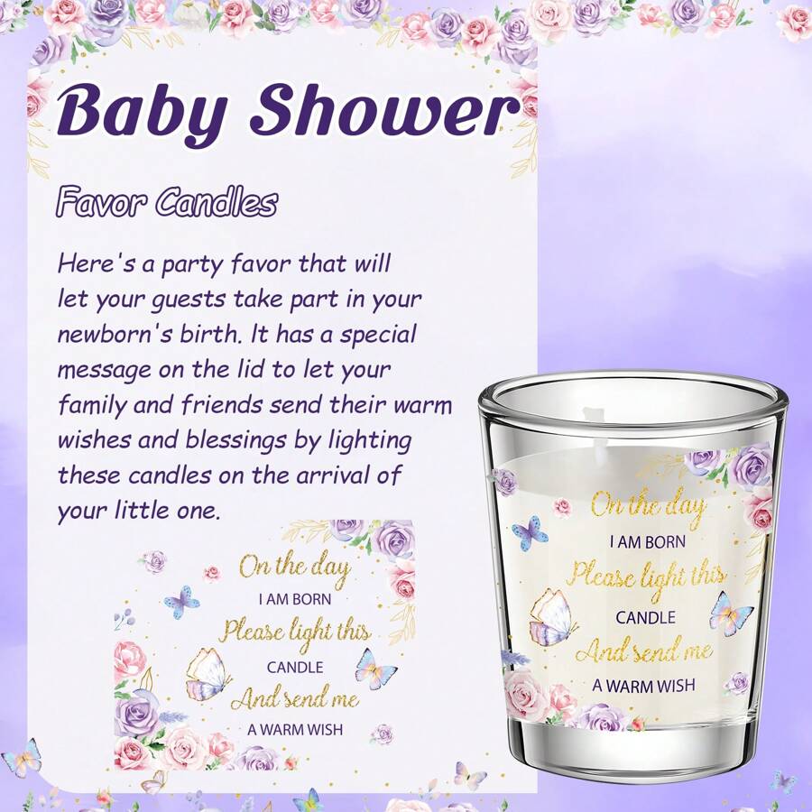 25 Pcs Baby Shower Favors Votive Scented Candles Bulk Clear Glass