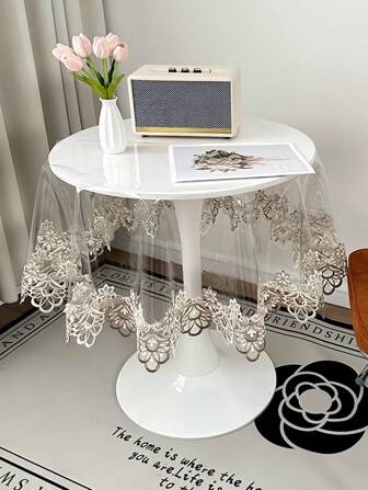 1pc Clear PVC Round Tablecloth, American Style Lace-Edged Waterproof, Oil-Proof, Heat-Resistant Round Tablecloth For Dining Tables, Coffee Tables, Weddings And Parties