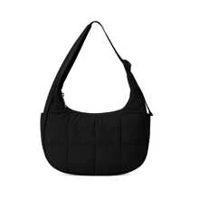 Small Puffer Bag Shoulder Bags For Women Nylon Shoulder Purses And Handbags With Adjustable Strap - 黑色 - 查看 1