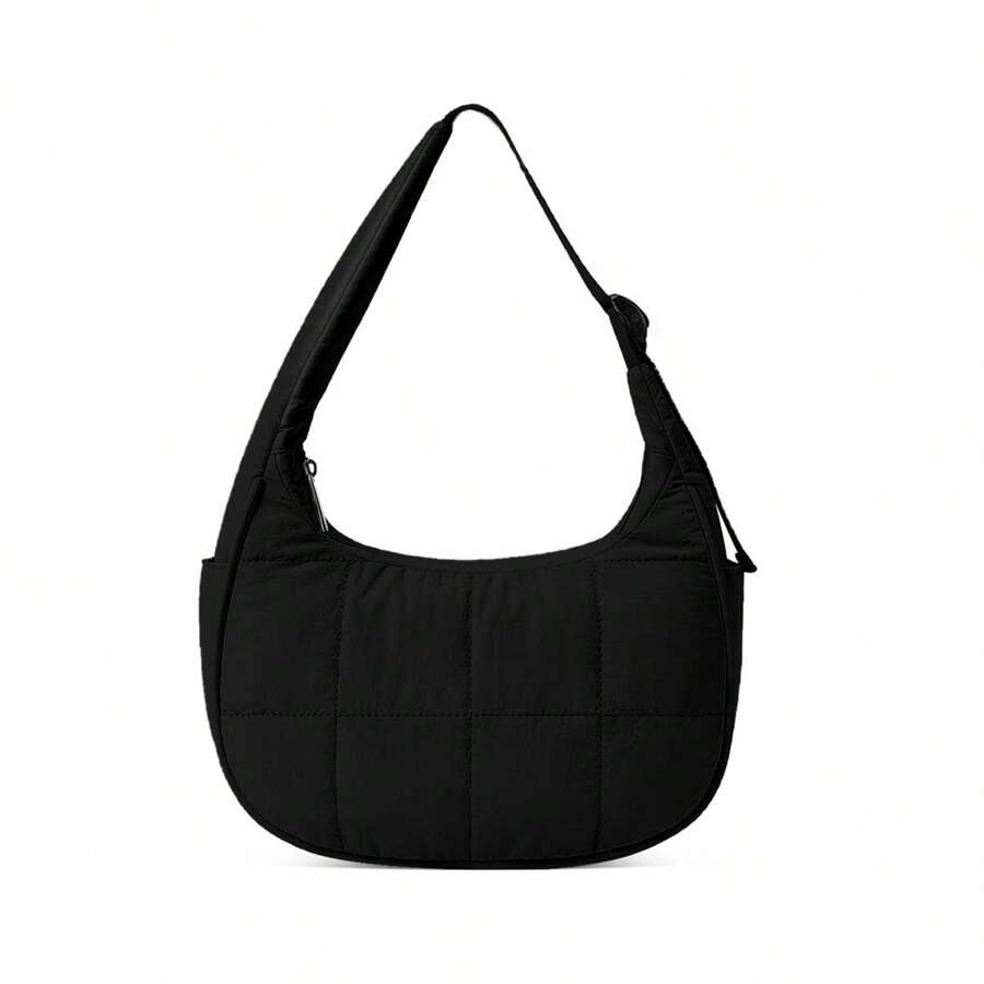 Small Puffer Bag Shoulder Bags For Women Nylon Shoulder Purses And Handbags With Adjustable Strap - 黑色 - 查看 1