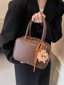 Hand Carrying Retro Fashion Bowling Bag Women 2024 Autumn Winter New Simple Versatile Handbag Luxury Small Square Bag