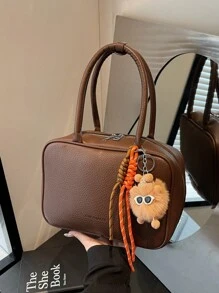 Hand Carrying Retro Fashion Bowling Bag Women 2024 Autumn Winter New Simple Versatile Handbag Luxury Small Square Bag