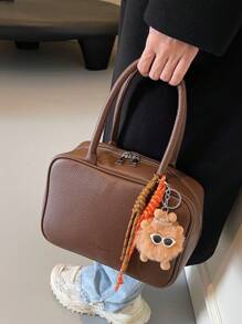 Hand Carrying Retro Fashion Bowling Bag Women 2024 Autumn Winter New Simple Versatile Handbag Luxury Small Square Bag