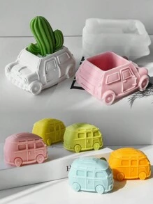 11pcs Car & Bus Shaped Silicone Candle Molds, Candle Holders, Aromatherapy Candle Art, Wax Melts, Handmade Soap Making, Reusable Silicone Material, Craft Production, Home Decor & Photography Props DIY, Spiritual Handmade Gifts - White - View 8