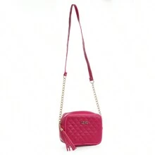 Women's Small Embroidered Handbag With Chain Strap Side Crossbody Shoulder Bag - 玫紅色 - 查看 2