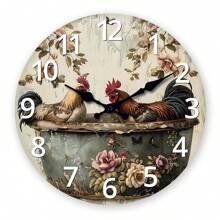 8 Styles Vintage Modern Farmhouse Rooster Wall Clock, Quartz Silent Wooden Clock For Living Room Bedroom Dining Room Office Outdoor Home Decor, Spring Gift 10inch 12inch 14inch 16inch (No Batteries) - Multicolor - View 22