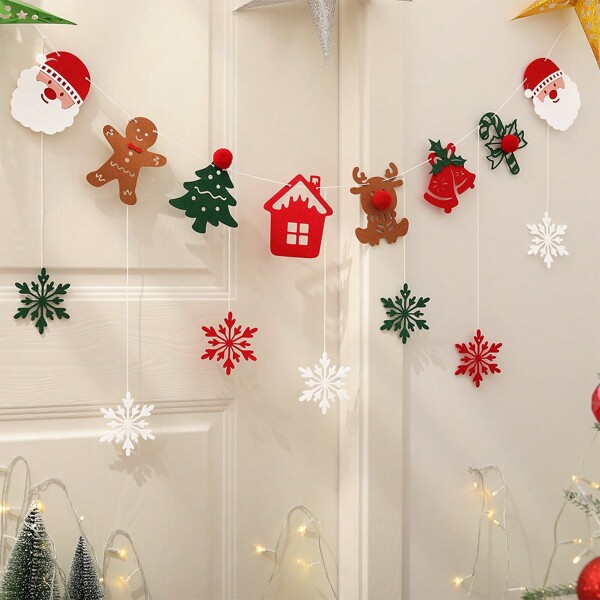 1 Set/Pack Christmas Party Background Hanging Decor Cute Snowflake Ornaments Garland,Christmas