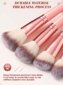 41pcs Makeup Brush Set Includes 25 Makeup Brushes (Powder Brush, Blush Brush, Highlighter Brush, Eyeshadow Brush, Eyeliner Brush, Contour Brush), 3 Makeup Sponges, 5 Triangle Makeup Sponges, 1 Waterproof Cosmetic Bag, 3 Finger Makeup Sponges, 3 Large Round Powder Puffs, 1 Eyelash Curler - Pink - View 4
