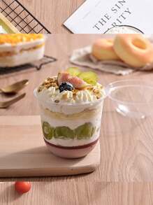 50 件带圆顶盖的塑料甜点杯（无孔），带盖的透明 PET 甜点杯，适用于水果沙拉冰淇淋酸奶纸杯蛋糕冻糕布丁，非常适合派对甜点店野餐水瓶、派对用品、餐具配件 - 無色 - 查看 2