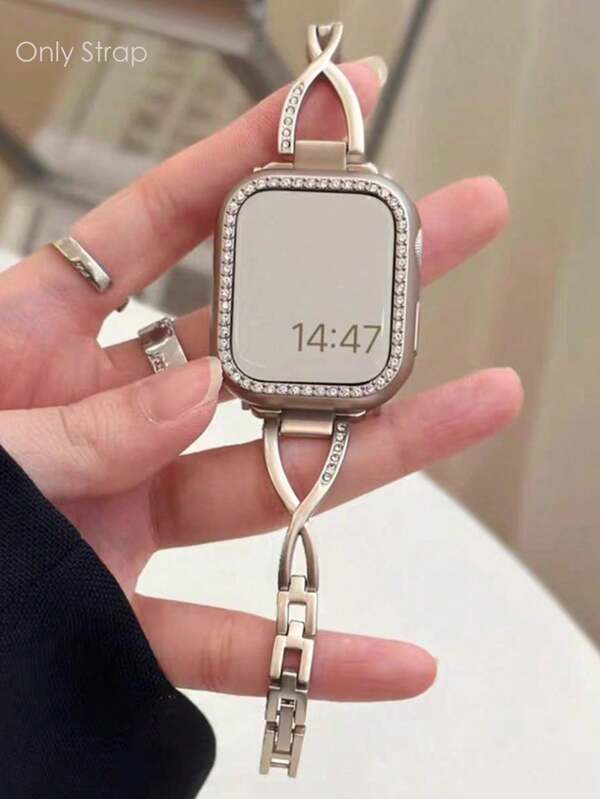 1pc Apple Watch Band Apple Watch Strap Women Shiny Metal Bracelet Fashion Cute Silver Strap Compatible With Apple Watch Size 46/45/41/40/42/38/49/44 Mm, Compatible With Apple Watch SE/ S10/9/8/7se4/5/3/2/1 Ultra 3/2/1, Women's Fashion Jewelry Stainless Steel Accessory Wrist Strap. Apple Watch Accessories