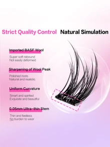 60pcs C-Curl 5D Glue-Free Reusable Lashes, W-Shape, 11-12mm, Thick & Fluffy, Self-Adhesive Eyelash Extension Kit, Soft & Lightweight, DIY Lashes, Gift For Women & Girls - C - View 4