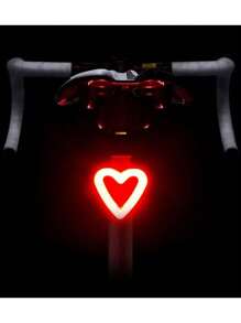 1pc Usb Rechargeable Bike Light, Heart-Shape Round Led Bicycle Front And Rear Caution Light, Waterproof Bicycle Tail Light With Cob Technology For Night Riding Lighting Equipment