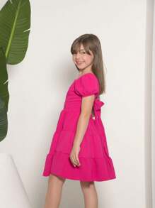Dress For Girls Lace Dress Girl Clothes Summer 2024 - Màu Hồng Tươi - Xem 2