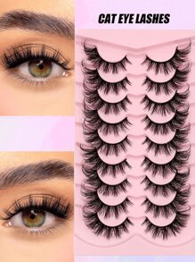 Asiteo 9 Pairs Cat Eye False Eyelashes - Natural & Lengthening, Creates Alluring Winged Effect - Reusable, Easy To Apply - Cat Eye Lashes - View 2