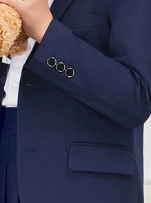 3 件套女孩经典学院风正装套装 - 衬衫、领带、夹克，适合学校、演出、度假、秋冬季 - 藏蓝色 - 查看 8