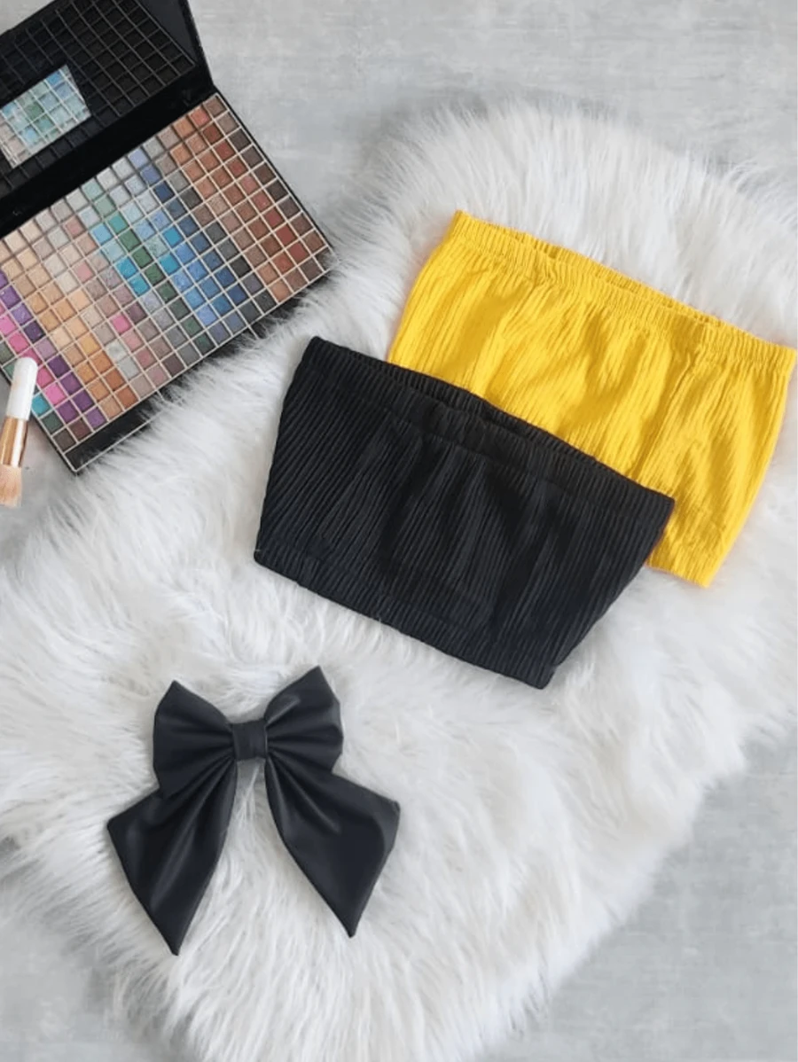 Kit 2 Cropped Strapless Comfortable Premium Line - 黃色 - 查看 1