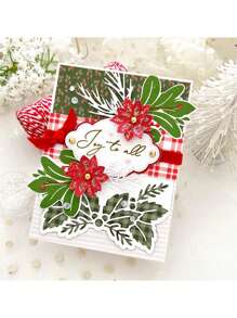 圣诞老人、雪花、麋鹿、花环、雪橇、铃铛、圣诞袜【圣诞派对】1 件圣诞礼盒和灯笼组合装饰金属碳钢纸艺压花模切模具，用于 DIY 贺卡制作剪贴簿手工切割模具 - 銀色 - 查看 12