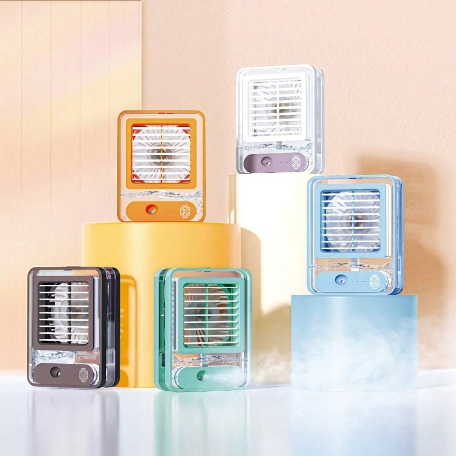 Mini Air Conditioner Cooler Fan Humidifier Portable Usb With Led - Quả cam - Xem 1