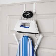 Soporte para plancha y tabla de planchar para colgar sobre la puerta - Blanco - Blanco - Ver 3