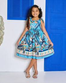 Mundo Coala Vestido Infantil Azul Tucanos - Mundo Coala