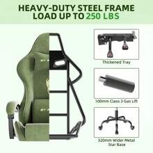 SOONTRANS High Back Gaming Chair, Ergonomic Gamer Chair For Adult - Green - View 2
