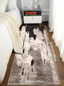 1 块印花黑白泼墨图案地毯，仿羊绒短毛绒材质手感柔软舒适，易于打理防水防滑机洗地毯，适用于客厅、卧室、厨房、餐厅、房间装饰、家居装饰垫。适合秋冬季、圣诞节。 - 黑與白 - 查看 6