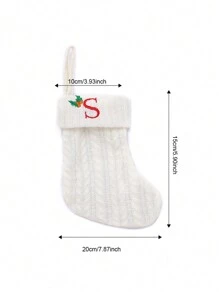 1 pièce Bas de Noël tricoté avec lettres, rouge, blanc et vert 3 couleurs, comprend 26 lettres anglaises. Peut être utilisé comme décoration de fête à la maison, ornement à accrocher au sapin de Noël ou au chevet, petit cadeau pour fête des fêtes, décoration d'Halloween - Multicolore - Voir 80