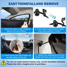 Un juego de 5 cortinas personales para automóviles, 4 ventanas magnéticas separadas del asiento trasero, protector solar para SUV, una siesta, 5 telas lavadas negras