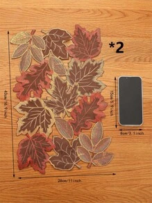 1 pieza/2 piezas/3 piezas Manteles individuales y camino de mesa con hoja de arce bordada en hueco y decoración del hogar y de cocina, resistente al polvo y a la suciedad, apto para exteriores, picnic, fiestas, hogar, cocina, banquetes, cumpleaños, regalo