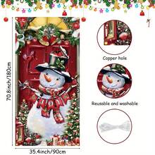 1 件，圣诞节节日雪人门套，非常适合节日派对和摄影背景、万圣节、万圣节装饰 - 彩色 - 查看 3