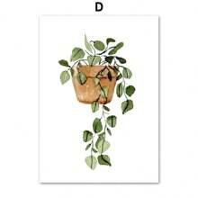 1 pezzo Quadro murale in tela con motivo di piante verdi, cactus, tigre, pianta, monstera, cartellone e stampe da parete, quadri per decorazione del soggiorno senza cornice - Multicolore - Visualizzare 17