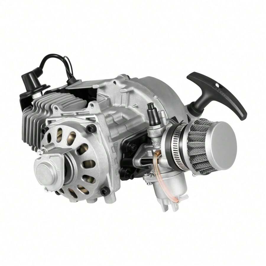 SHZICMY 2 Stroke Pull Start Engine Motor Kit 49cc Equipped With 0.32gal Large-Capacity Fuel Tank For Mini Pocket Dirt Bike Scooter ATV Single Cylinder, Air-Cooling Easy To Operate - Silver - View 1